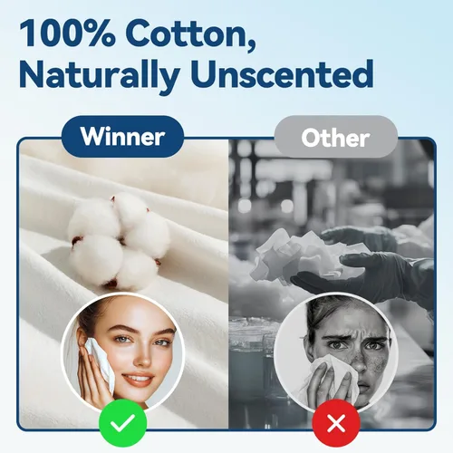 Vista 10 de Winner Paquete suave de toallas faciales, 100% de base biológica USDA, pañuelos de algodón sin perfume para piel sensible, toallitas faciales