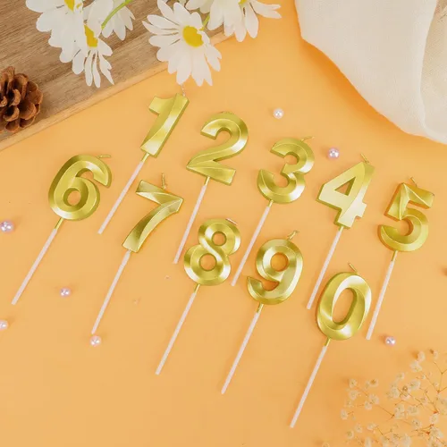 Vista 4 de Velas de cumpleaños para pasteles, velas de cumpleaños número 1 doradas, velas de números de feliz cumpleaños, velas de números para decoración
