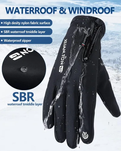 Vista 2 de JaGely 4 pares de guantes de invierno para hombres y mujeres, guantes de nieve impermeables, guantes cálidos para pantalla táctil, guantes