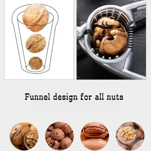 Vista 4 de Casca nueces para todas las nueces, de servicio pesado con mango antideslizante, herramientas de casca nueces, embudo, alicates para nueces, juego 3