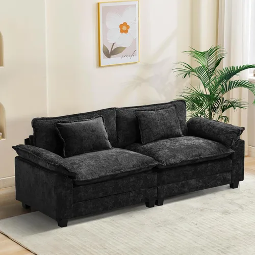Vista 81 de Oprisen Sofá Seccional Modular, Cómodo Cloud Couch Sofá Seccional, Sofá Cama de Chenilla con Asiento Profundo con Almohadas Decorativas para Sala