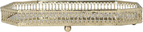 Vista 7 de Bandeja de espejo para mesa de té, plato decorativo grande, plato de fruta, bandeja de hierro dorado retro