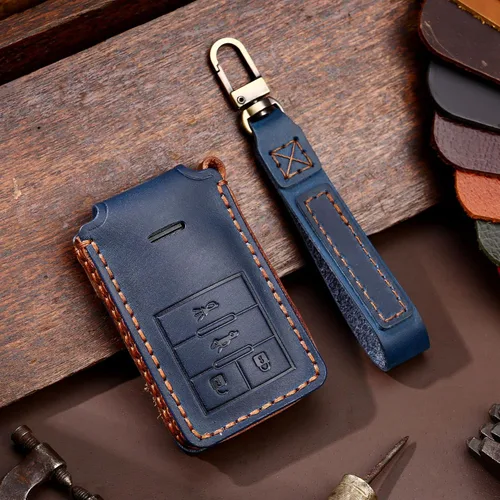Vista 13 de ontto Funda para llave de automóvil de 4 botones para Cadillac Funda de cuero para llavero con estilo negro