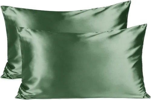 Vista 26 de Yanibest Funda de almohada de satén, fundas de almohada de seda para cabello y piel con cremallera, juego de 2 fundas de almohada estándar para 20 x