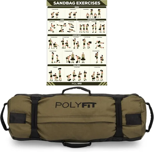 Vista 11 de Polyfit Classic Sandbag - Bolsa de arena de entrenamiento con 8 asas de Negro