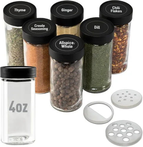 Vista 5 de AllSpice Tarros de especias de vidrio de 3 pulgadas, 3 onzas líquidas, paquete de 6