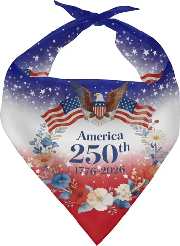 Vista 17 de Jeiento 250th USA Anniversary Dog Bandana American Flag Dogs Bandana for Pet Puppy Kitten,Washable Comfort Triangle Dog Scarf for Boy Girl Festival