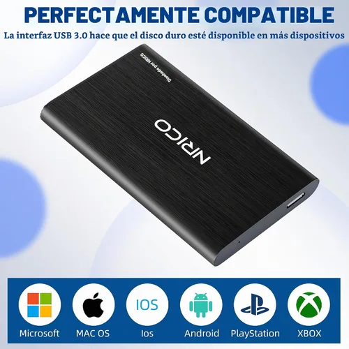 Vista 2 de NRICO Disco duro externo portátil ultradelgado USB3.0 HDD Almacenamiento compatible para PC, computadora de escritorio, laptop, Mac, PS4, Xbox One