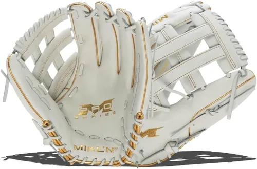 Vista 9 de Miken Pro Series - Guantes de sóftbol de lanzamiento lento, 13 pulgadas, blanco/rojo