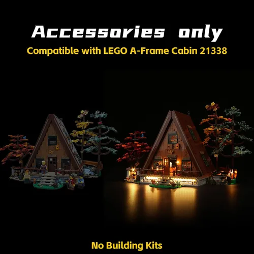 Vista 3 de BrickBling Luz LED compatible con Lego A-Frame Cabin 21338, luces creativas sin