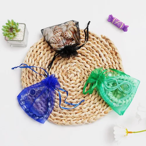 Vista 4 de ANZNKU Paquete de 50 bolsas de organza multicolor de 3 x 4 pulgadas, mini bolsas de regalo para regalos de Pascua, día de la madre, bolsa de joyería