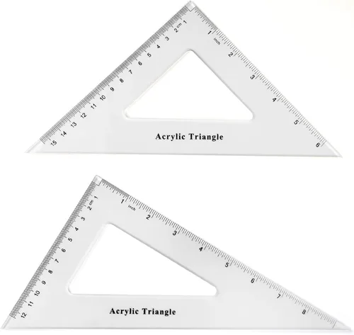 Vista 9 de Coopay Juego de reglas de plástico para herramientas de geometría matemática de 12 pulgadas, incluye regla recta, regla triangular, transportador