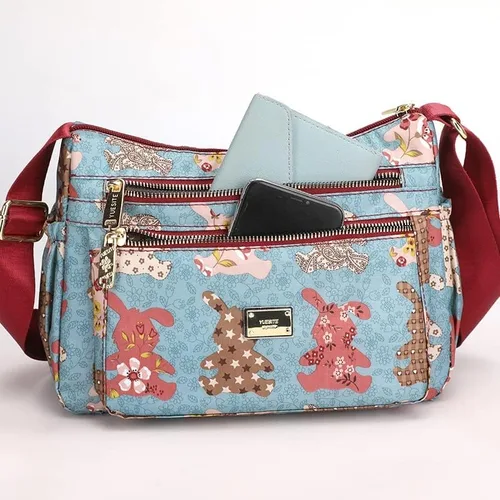 Vista 6 de Bolso de hombro para mujer, diseño de patrón de flores, bolso de viaje para mujer, bolso de mensajero de nailon de verano para mujer, bolso mujer