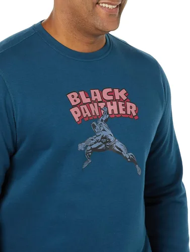 Vista 5 de Amazon Essentials Disney Marvel Star Wars Sudadera de forro polar con cuello redondo para hombre Marvel Black Panther