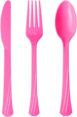 Vista 6 de Tiger Chef - Cubertería de plástico de color resistente, incluye tenedores, cucharas para el té y cuchillos, Dorado