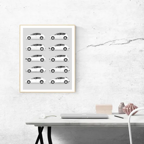 Vista 6 de Idea Network Póster hecho a mano compatible con Mazda 3, arte de pared hecho a mano, decoración de Mazda 3 BK BL BN BM BP Generations History