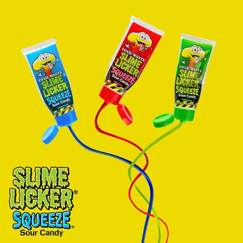 Vista 3 de Toxic Waste Slime Licker Squeeze Candy, Apple Razz Cherry, paquete de 3