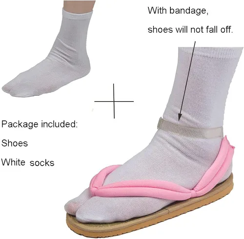 Vista 2 de GDAMSTO Zuecos de anime para cosplay con calcetines, zapatos y accesorios de disfraz
