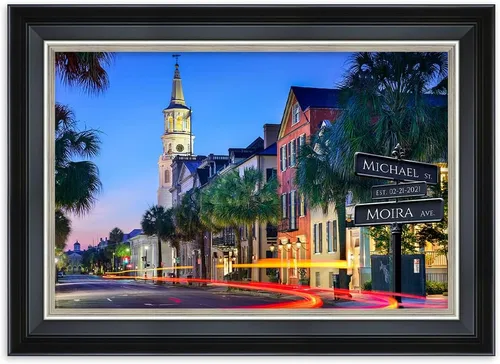 Vista 118 de IPIC - Personalized Framed Canvas with Custom Street Sign in Boston Personalized Street Signs with Names, Custom Canvas Print, Boston Sunset