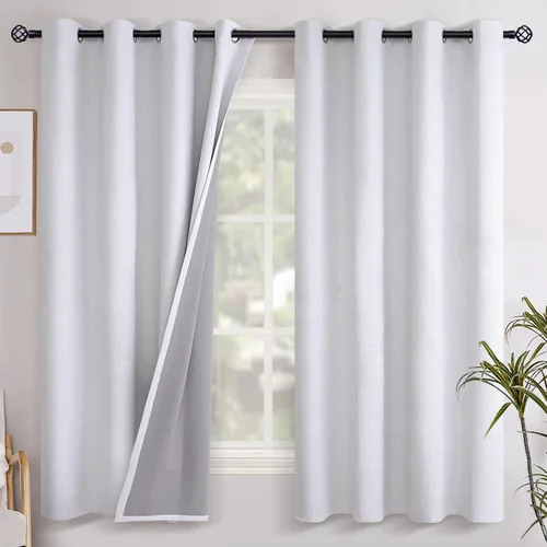 Vista 87 de YoungsTex - Cortinas opacas de lino para dormitorio, oscurecimiento de la habitación, cortinas con textura de lino, paneles con aislamiento térmico