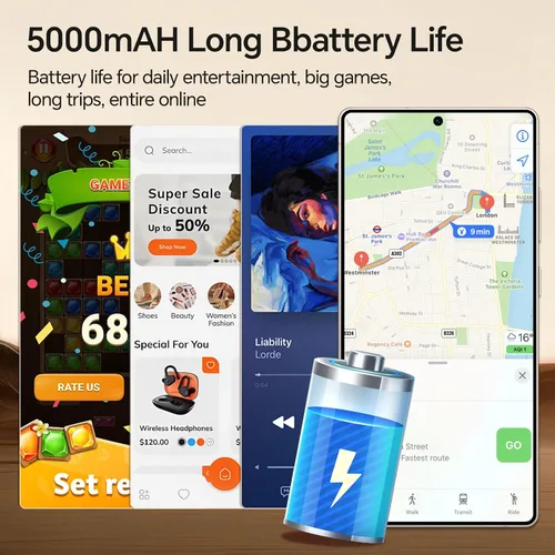 Vista 6 de Teléfonos desbloqueados, 12GB+512GB teléfonos Android desbloqueados, 5G Android 14 Smartphone, Snapdragon888, 5000mAh (plateado)