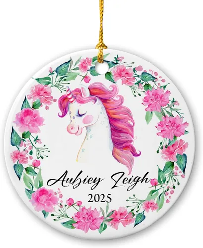 Vista 12 de Adorno de cerámica personalizado para la segunda Navidad de león para bebé, regalo de 2º adorno de árbol de Navidad de león para bebé, recuerdo