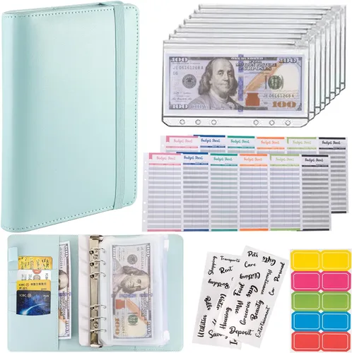 Vista 17 de NICOOTH Carpeta de Presupuesto con Sobres de Efectivo A6 Carpeta para Ahorrar Dinero con Sobres con Cremallera (A6 Verde)