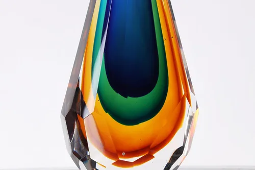 Vista 2 de Yao Yuan Handmade Murano Glass Art Decor Sculpture - Unique Hand-Cut Cube Paperweight for Home Décor