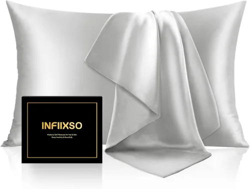 Vista 32 de INFIIXSO Funda de almohada de seda de morera, para cabello y piel, tamaño estándar, cremallera oculta, 20 x 26 pulgadas, suave y refrescante