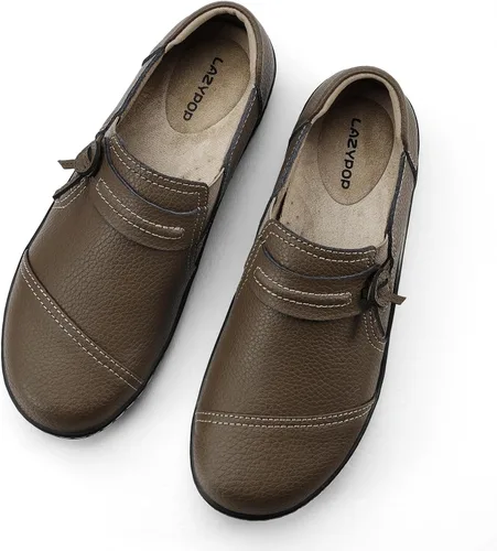 Vista 9 de LAZYPOP Mocasines de cuero clásicos y cómodos para mujer, bonitos zapatos de vestir informales, ligeros, para caminar, zapatos planos