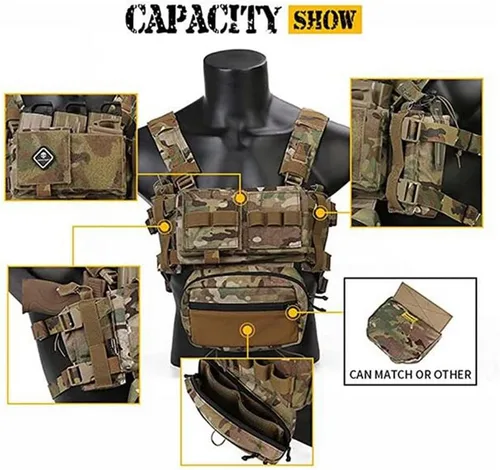 Vista 4 de EMERSONGEAR Tactical MK3 Pecho Rig Chaleco Ajustable Airsoft Molle Modular Micro Lucha Placa Portador Chaleco para Caza Hikng