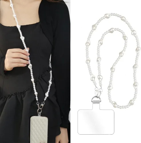 Vista 19 de Cadena cruzada para teléfono Cordón para teléfono celular, Correa universal de cuero + metal para el hombro con parches de sujeción para teléfono (A)
