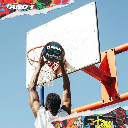 Vista 3 de AND1 Enigma - Baloncesto de goma, tamaño reglamentario oficial 7 (29.5 pulgadas), pelota de baloncesto urbano de construcción de canal profundo Azul