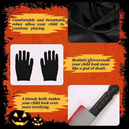 Vista 3 de Vermeyen Disfraz de grito aterrador para niños, máscara facial de fantasma, disfraz de Halloween o cosplay