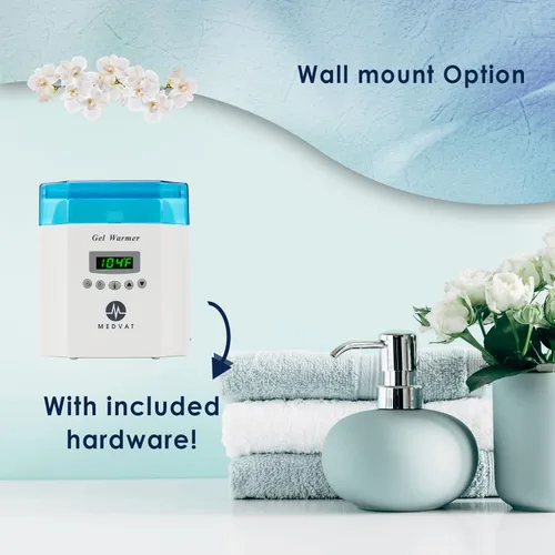 Vista 6 de Calentador de gel doble con pantalla digital, temporizador integrado, calentador para crema de masaje, loción y aceites para bebés, montaje en pared