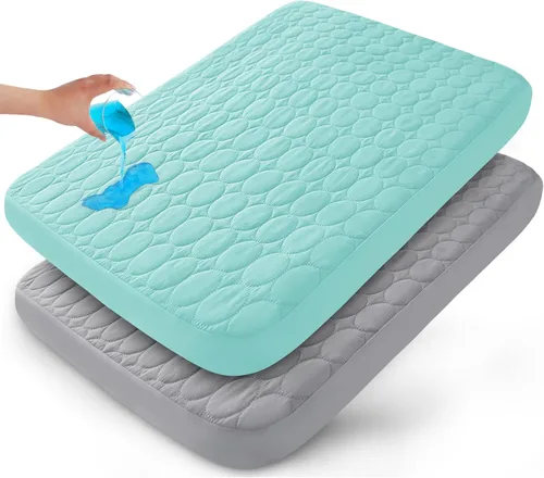 Vista 11 de Pack and Play Sheets - Protector impermeable acolchado ajustable, paquete de 2 fundas de almohadilla