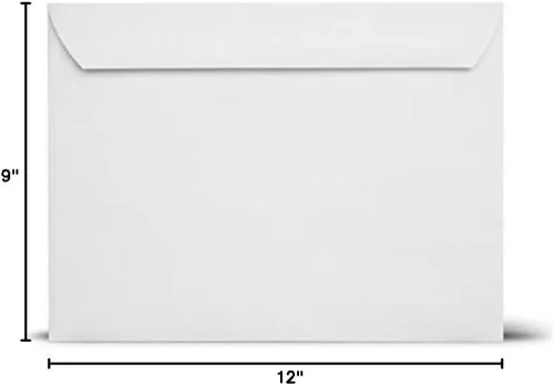 Vista 2 de Sobres blancos para folletos de 9 x 12 (apertura en el lateral), 28 libras, paquete a granel de 50 sobres