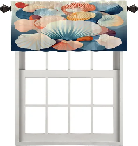 Vista 40 de Cortinas de cocina de hojas de arce otoñales para ventanas, hojas verdes y rojas sobre cenefas opacas negras, tratamientos de ventana de poliéster