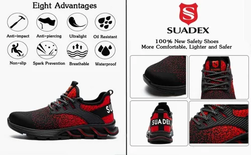 Vista 69 de SUADEX Zapatos deportivos con punta de acero para hombres y mujeres, indestructibles, ligeros, cómodos, antideslizantes, puntera compuesta