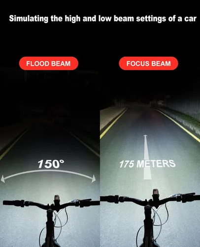 Vista 5 de TOWILD DLite1800 Bike Lights for Night Riding,1800LM Dual Light Source System,Compatible with Garmin/GoPro Mount,5000mAh Rechargeable