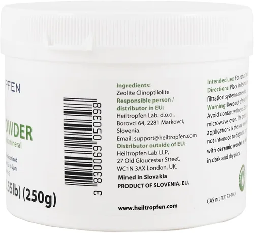 Vista 4 de Polvo de zeolita 3 veces activado 0.55 libras 8.82 oz Ultra fino menos de 2 µm Clinoptilolita 94+-3% Polvo mineral natural Heiltropfen®