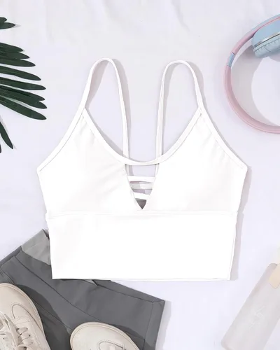 Vista 6 de AngiMelo Longline - Brasier deportivo para mujer, camisola para entrenamiento, yoga, camiseta corta con tirantes acolchados, camisetas sin mangas