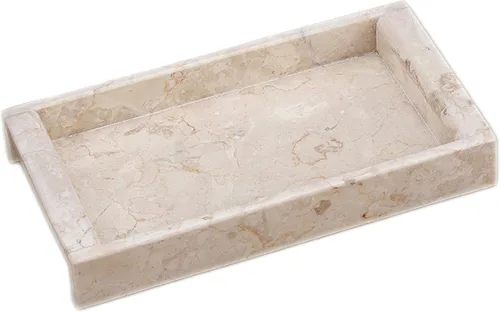 Vista 11 de Lujosa bandeja de tocador de mármol natural tallada a mano, organizador elegante y resistente para baño, dormitorio, maquillaje, encimeras, beige