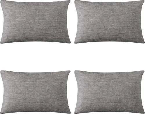 Vista 18 de Deconovo Juego de 2 fundas de almohada de pana suave con cremallera invisible, 16 x 16 pulgadas, color gris pardo, decoración del hogar para sofá