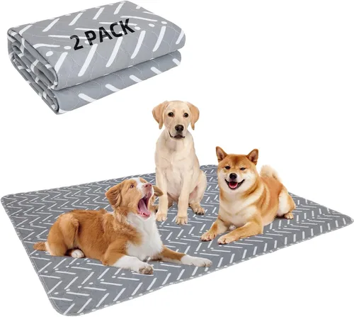 Vista 17 de PUPTECK Almohadillas lavables para orina para perros – Almohadillas impermeables reutilizables de entrenamiento para cachorros – Tapete de parto