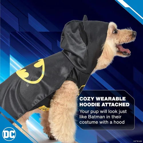 Vista 3 de DC Comics Disfraz de Batman para perro, talla XS El mejor disfraz de DC Comics de Batman para perros pequeños Disfraces divertidos para perros