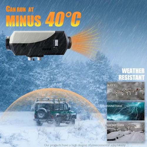 Vista 5 de WAYSKA - Calentador de aire diésel de 12 V, 1.3 galones, 2 kW, silenciador, calentador de estacionamiento diésel con termostato LCD y control remoto