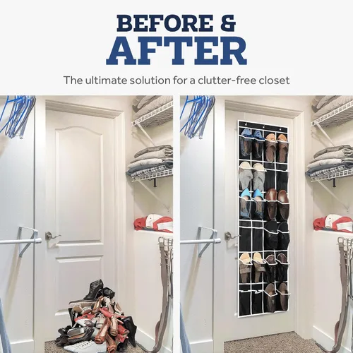Vista 8 de Zober organizador de zapatos para la puerta con 24 bolsillos transpirables, portazapatos colgante para maximizar el almacenamiento de zapatos