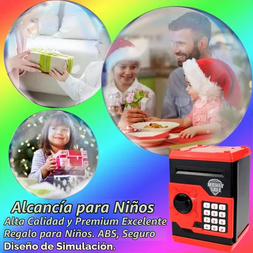 Vista 7 de Hucha para niños con contraseña electrónica, alcancía para niños de 3 a 14 años Negro y rojo