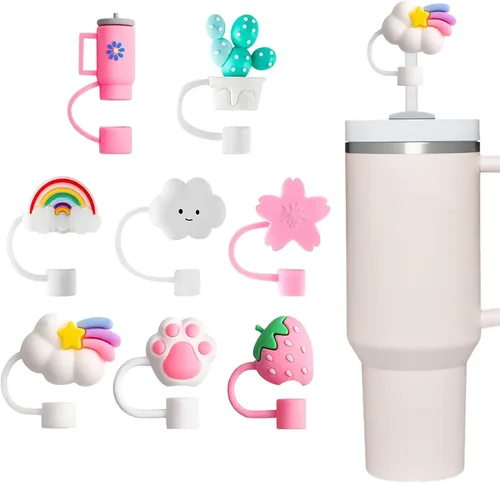 Vista 19 de LDKEDKF 11 piezas de cubiertas para pajitas de vaso Stanley, tapa de silicona para pajitas de vaso Stanley de 30 y 40 onzas con vasos, accesorios